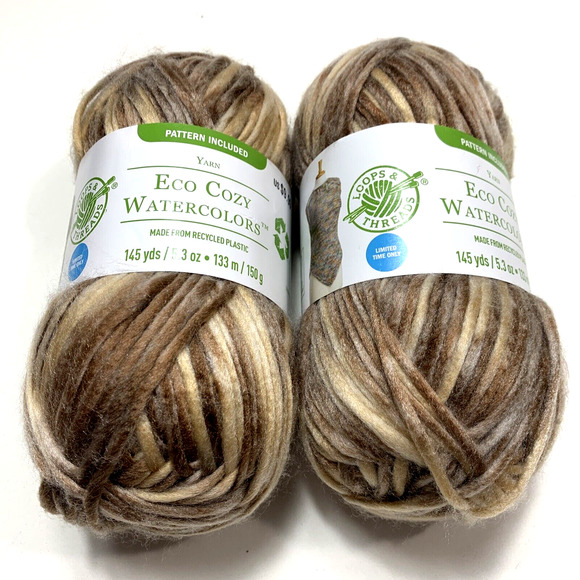 Loops & Threads Yarn Eco Cozy Watercolors "Forest Mushroom" - 290 Yards Lot of 2 - Picture 1 of 6